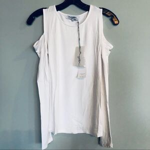X by Gottex Cold Shoulder Long Sleeve Top White XS